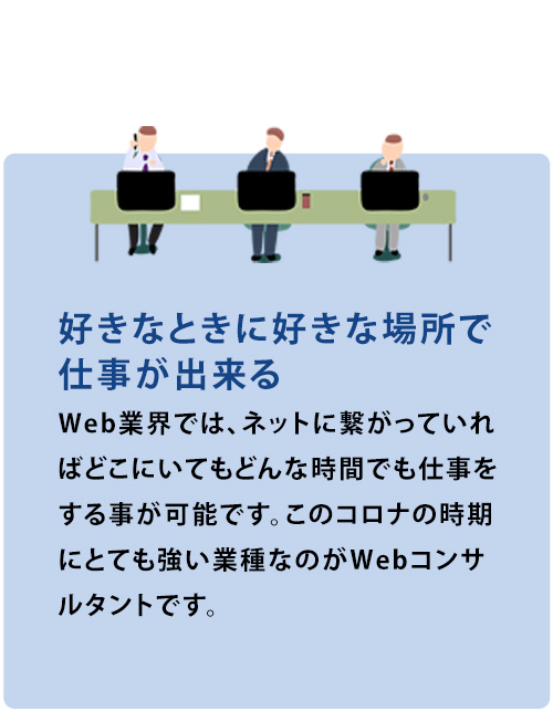 好きな時に好きな場所で仕事が出来る